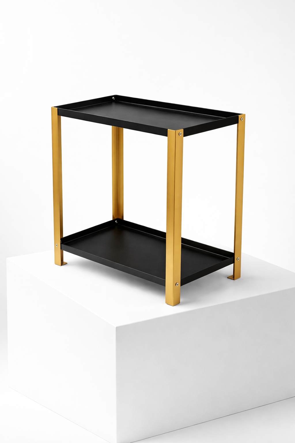 Luxe 2-Tier Organizer – Black & Gold Minimal Storage Shelf